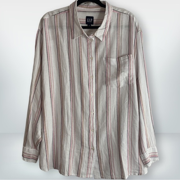 NWT GAP Linen Blend Striped Button Down Top, size XXL - Picture 12 of 12